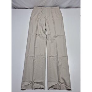Majer Dress Pants Mens 36x36 Beige Wool 100s Stretch Flat Front Unhemmed NWT